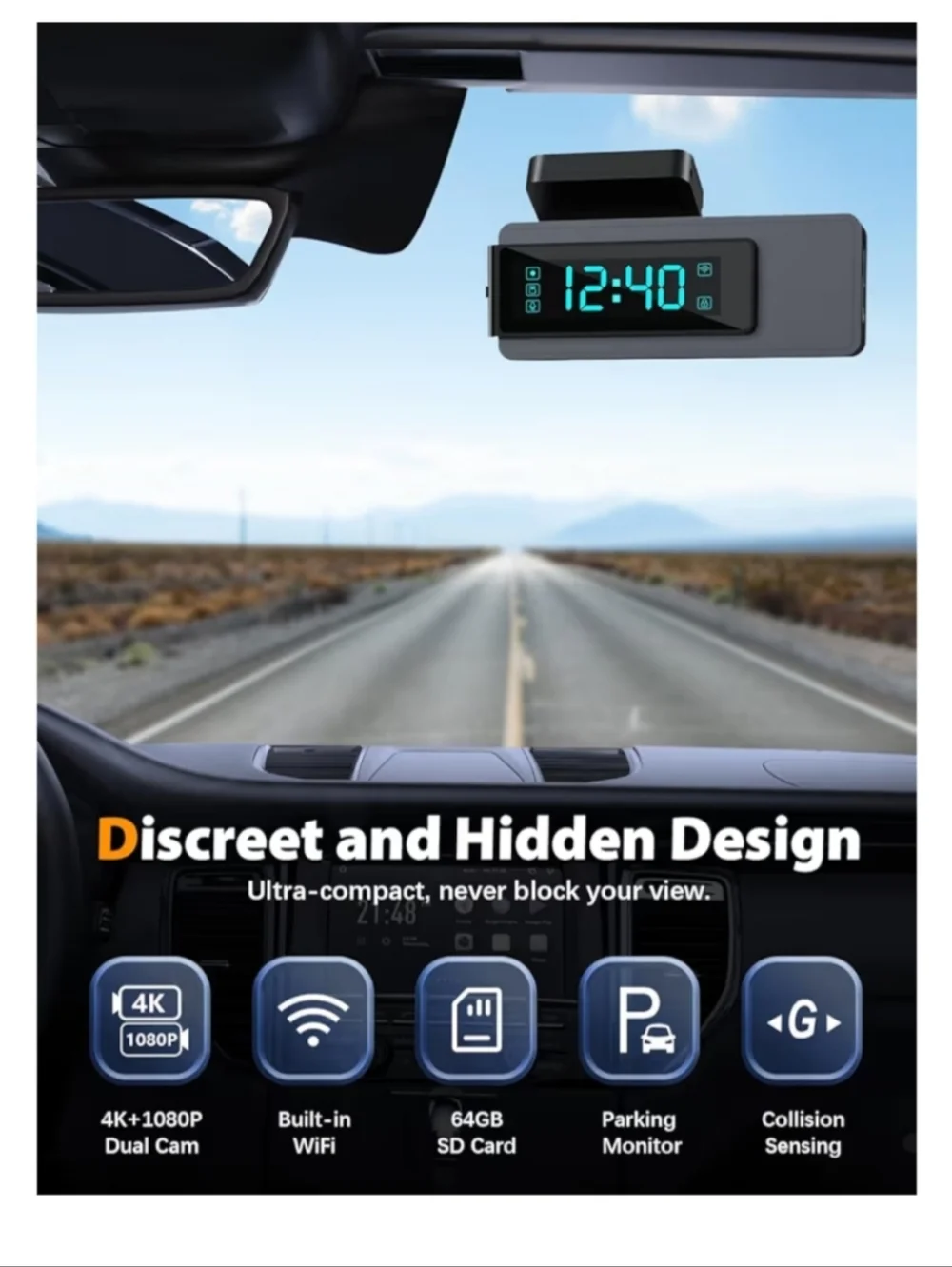ARIFAYZ Dash Cam Front and Rear 4K+1080P
